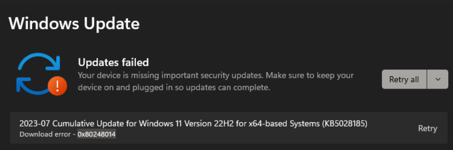 Διορθώστε: Κωδικός σφάλματος Windows Update 0x80248014