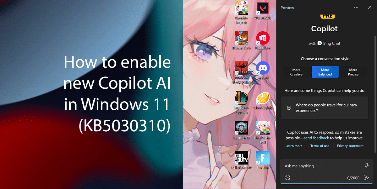 Πώς να ενεργοποιήσετε το νέο Copilot AI στα Windows 11 (KB5030310)