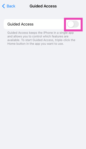 Step 4: Turn on the toggle switch for Guided Access.
6 simple ways to disable touch screen on Android and iPhone stop accidental touch